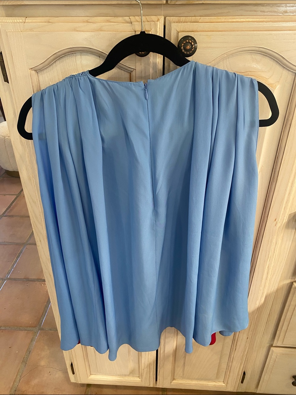 Roksanda Ilincic Sky Blue and Red Pleated Sleeveless Top - Picture 5 of 5